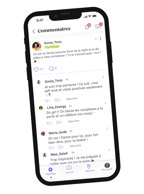 Mock up téléphone, commentaires les martines